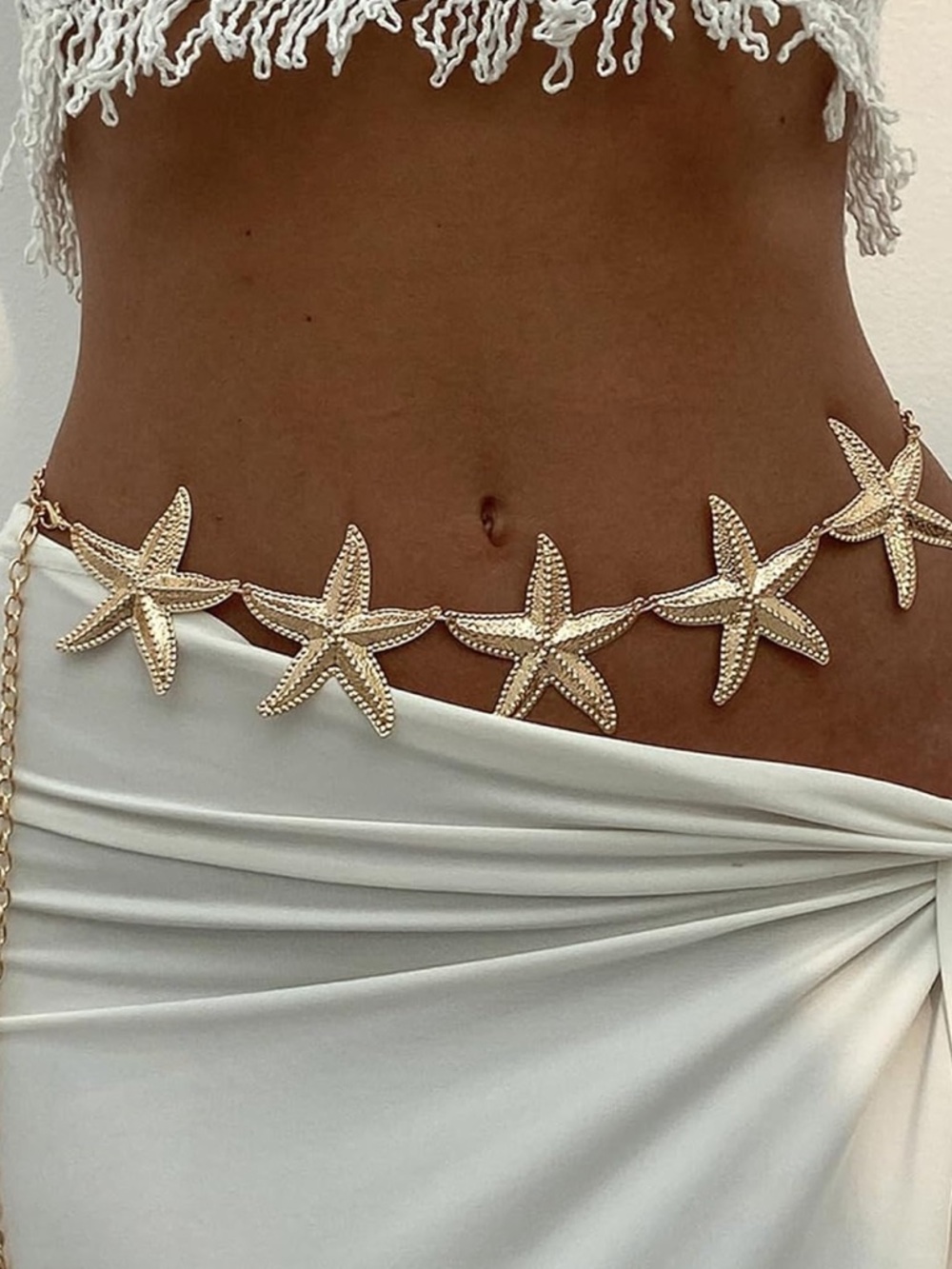 Anthropologie Gold Starfish Waist Chain Belt